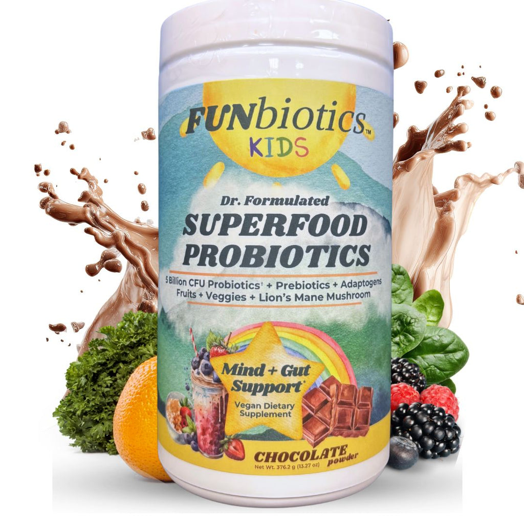 Funbiotics Superfood Probiotic with Lion's Mane – Chocolate, Sugar-Free | For Kids & Adults