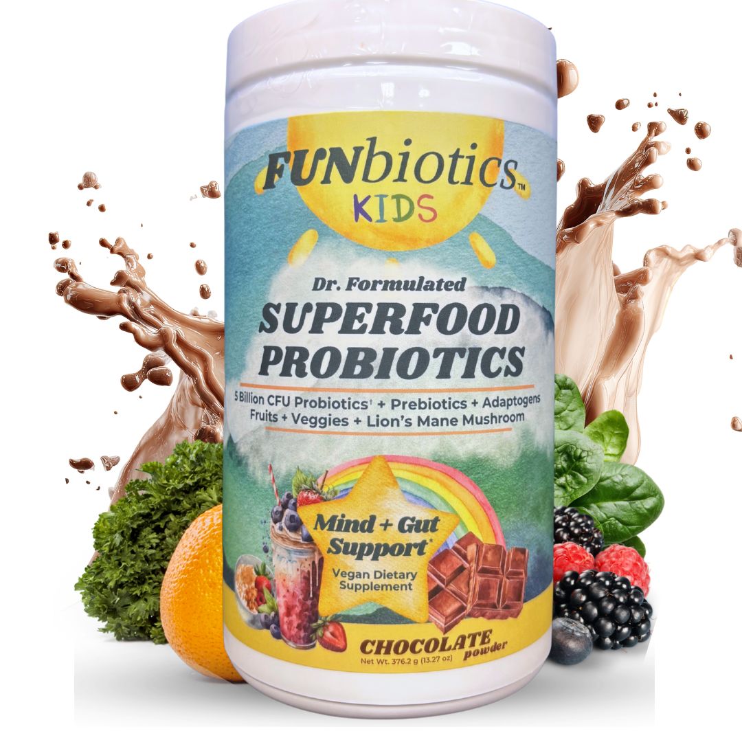 Funbiotics Superfood Probiotic with Lion's Mane – Chocolate, Sugar-Free | For Kids & Adults